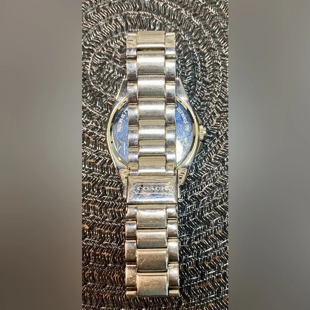 Coach Silver-Tone‎ Mother of Pearl Crystal Bezel Watch